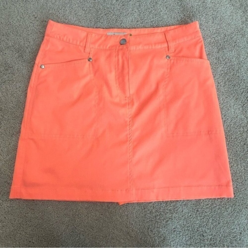 XDS by Daily Sports neon fluorescent orange golf tennis skort skirt Sz 4 NWOT